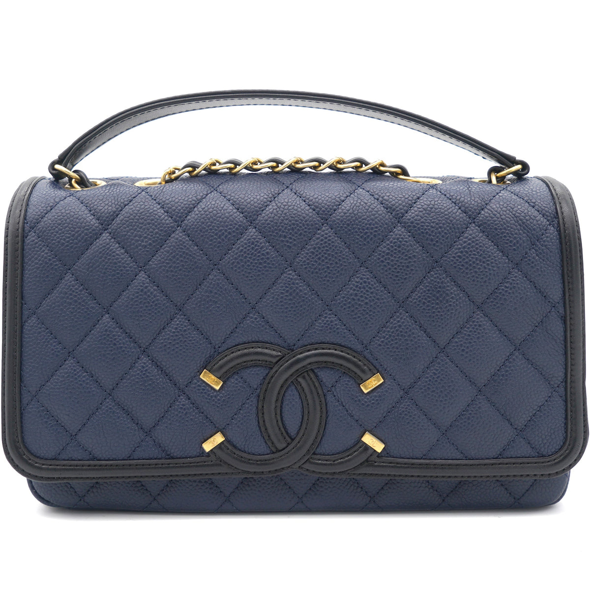 CC Filigree Medium Caviar Navy Flap