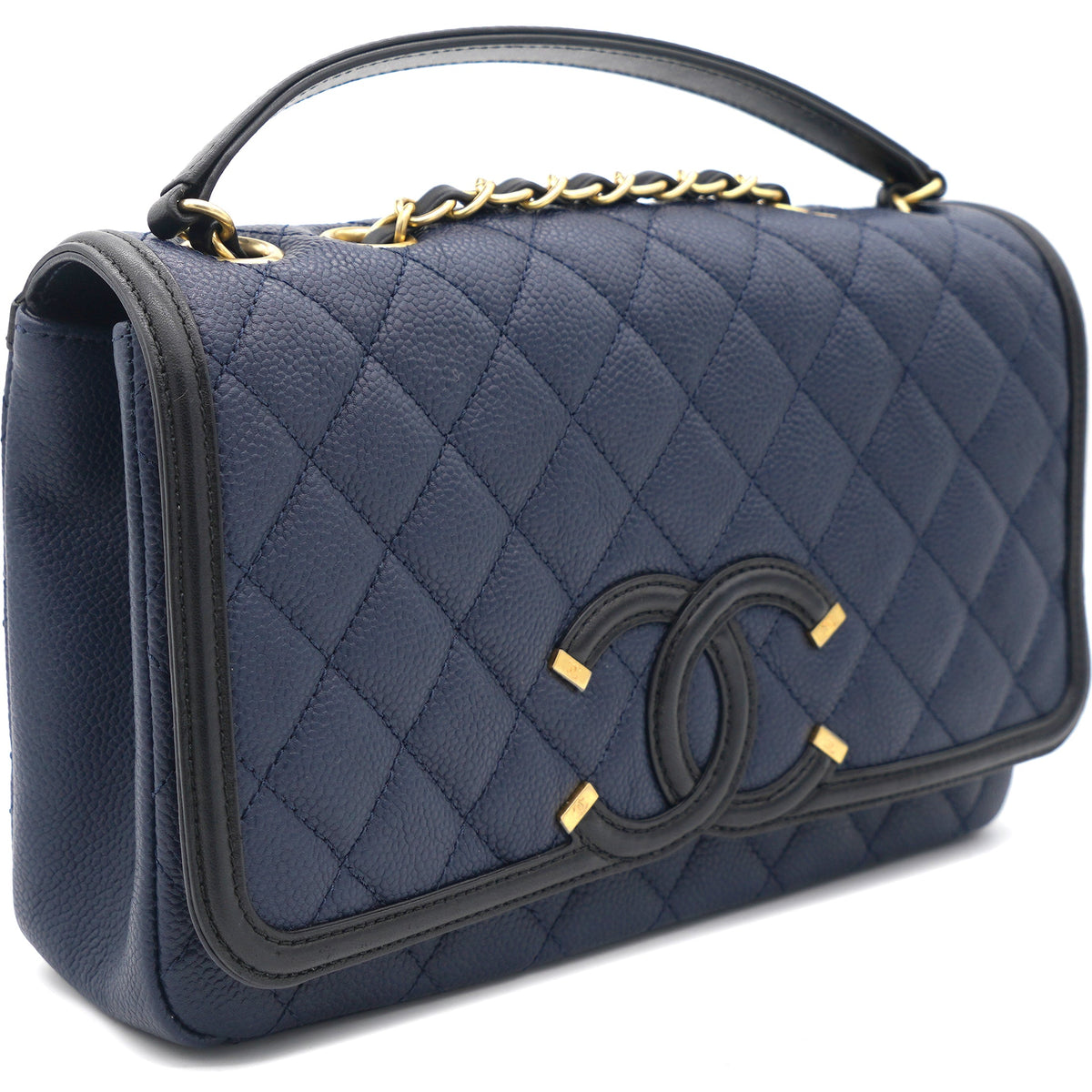 CC Filigree Medium Caviar Navy Flap