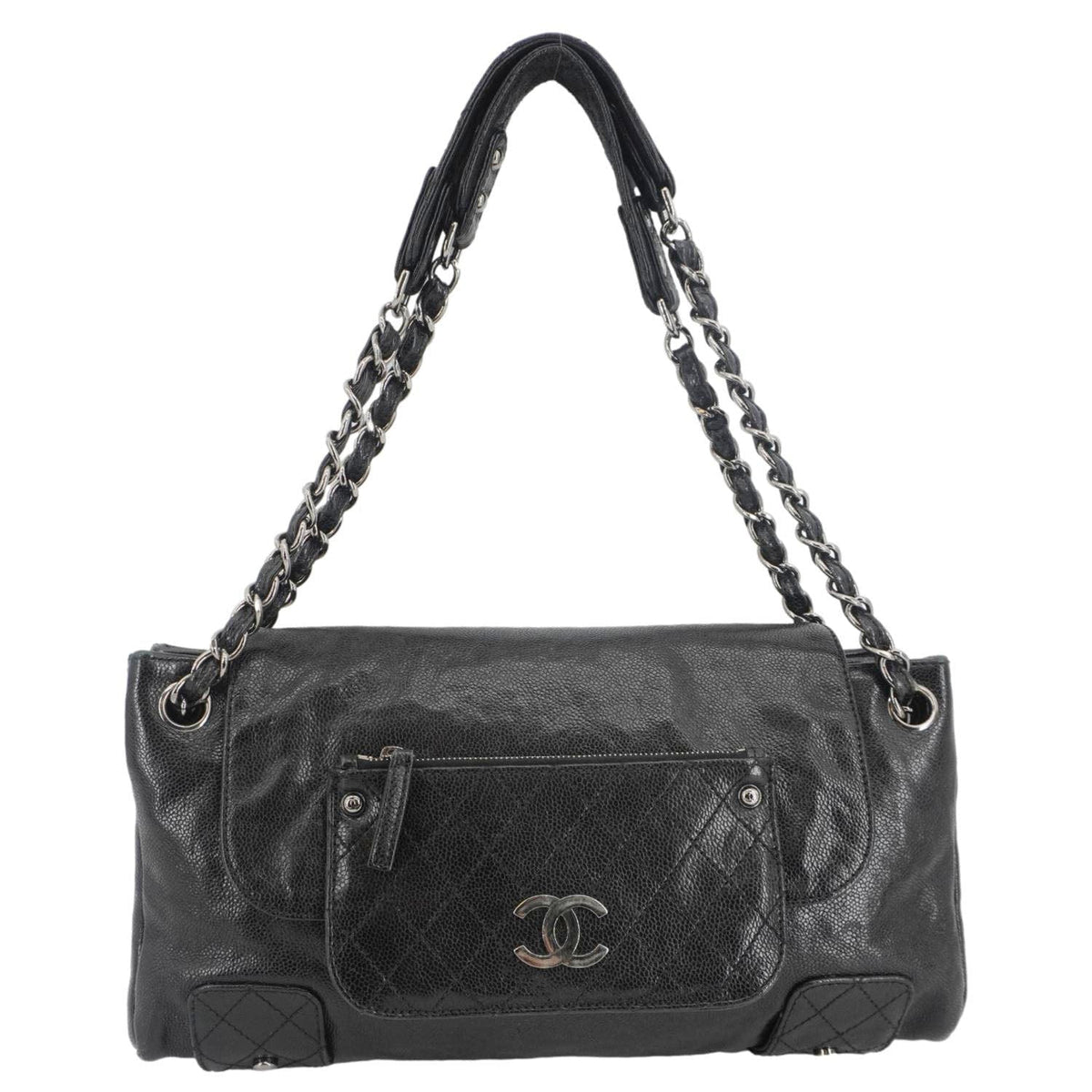 Chanel Pocket in The City Caviar Leather Shoulder Bag Black