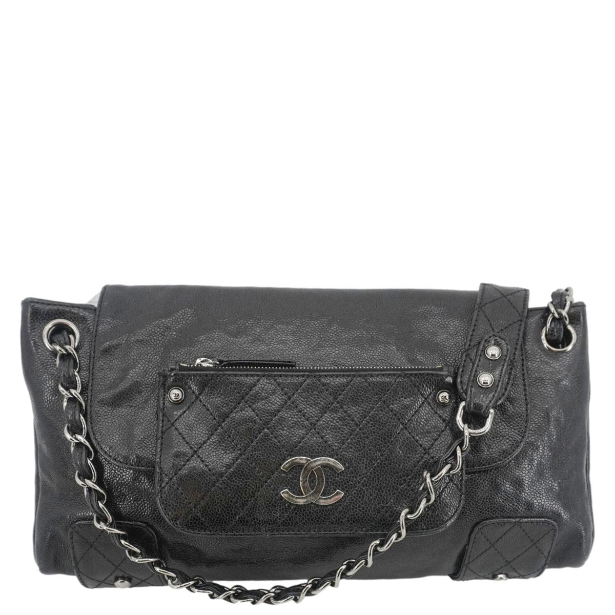 Chanel Pocket in The City Caviar Leather Shoulder Bag Black