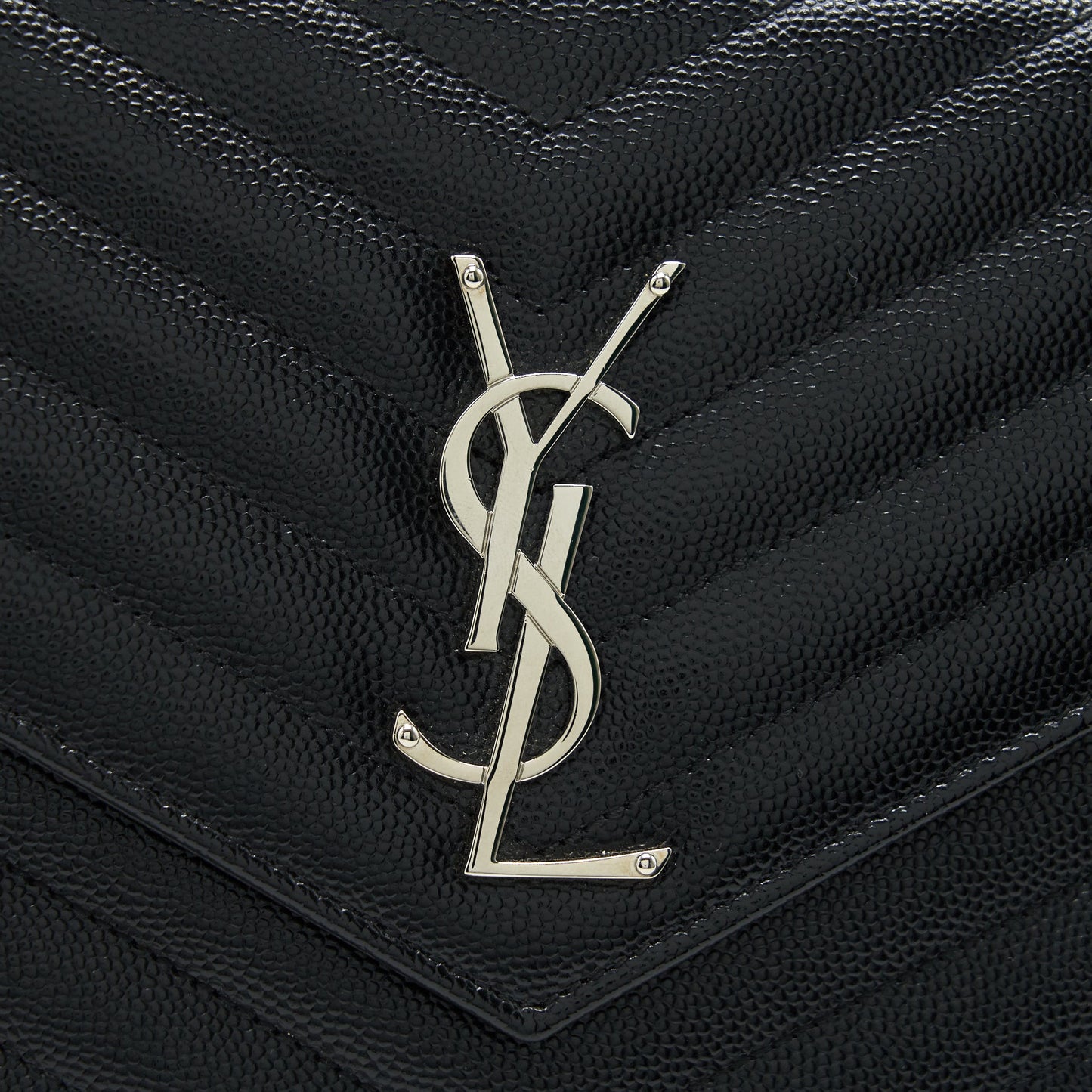 Saint Laurent Envelope Monogram Wallet on Chain in SHW