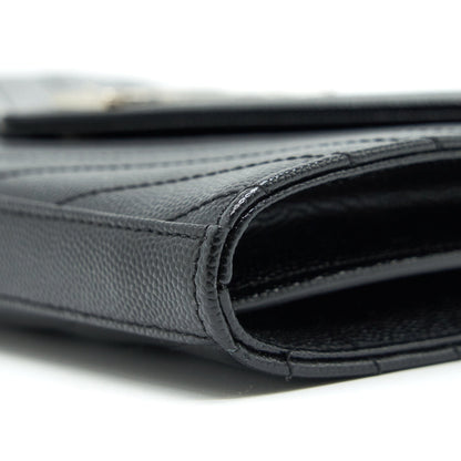 Saint Laurent Envelope Monogram Wallet on Chain in SHW