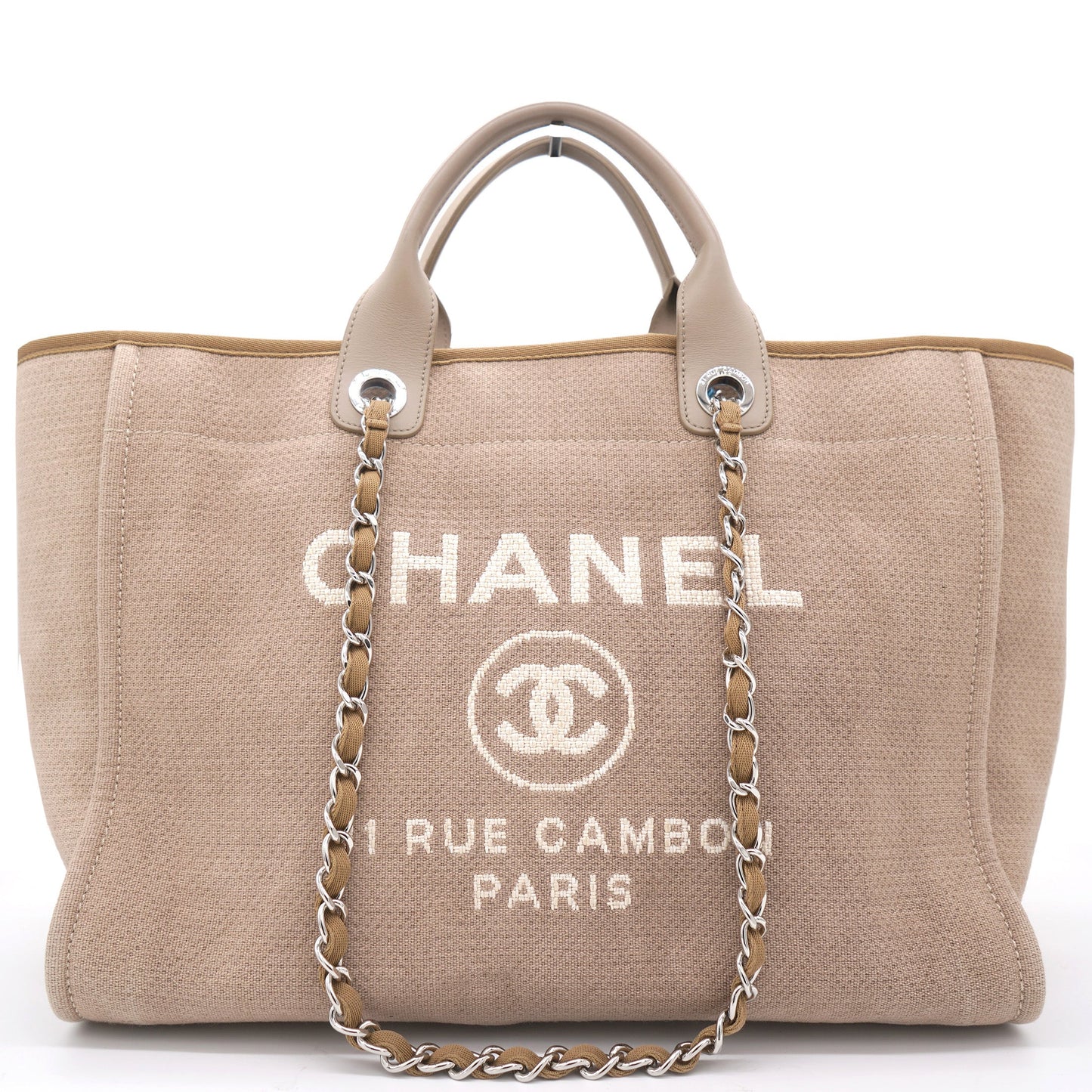 Beige Tweed Deauville Shopping Tote Bag