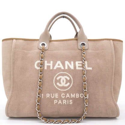 Beige Tweed Deauville Shopping Tote Bag