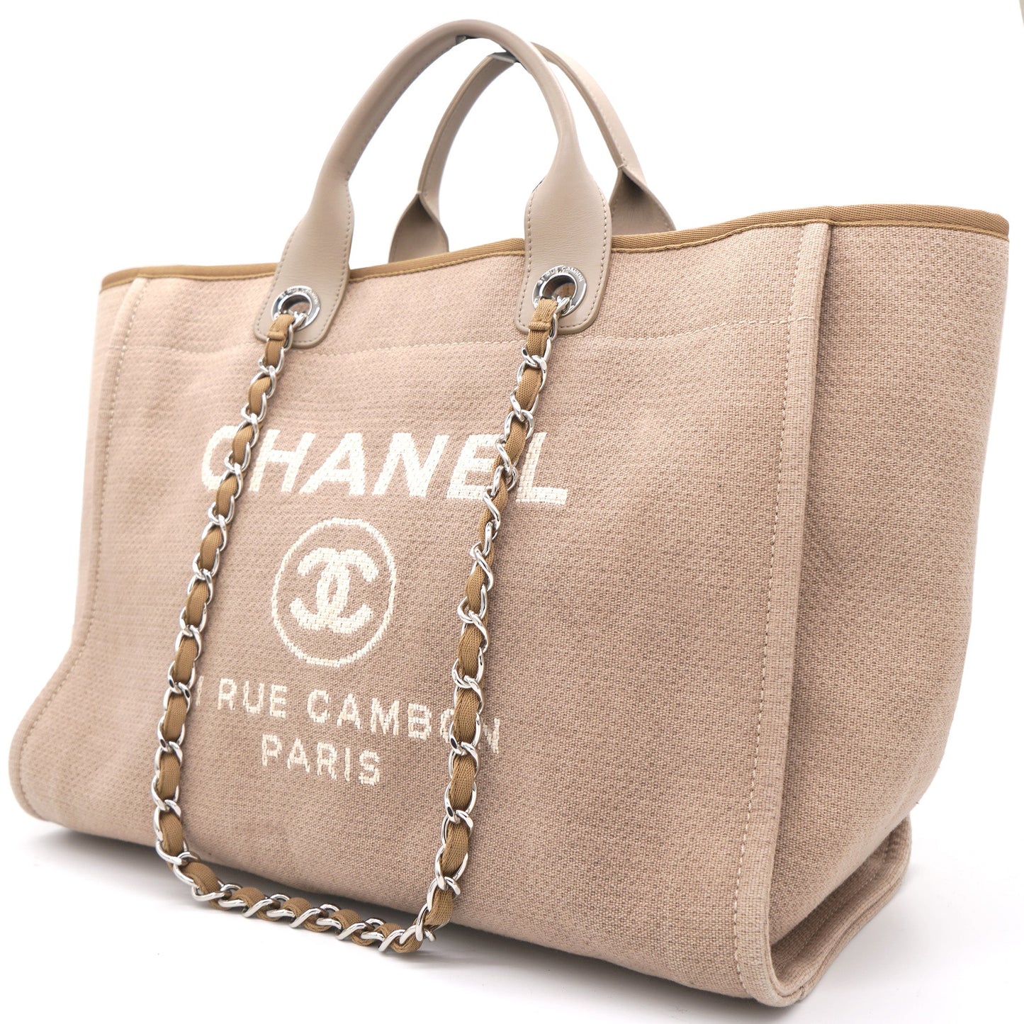 Beige Tweed Deauville Shopping Tote Bag