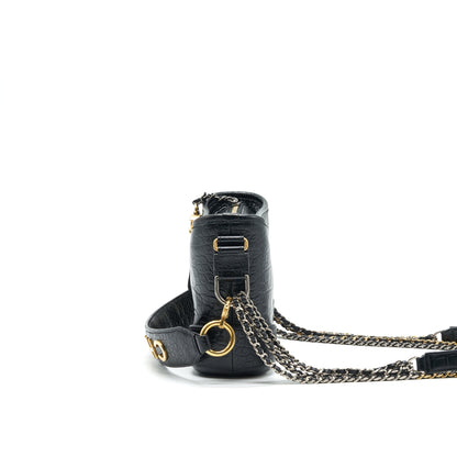 Chanel Small Gabrielle Hobo Bag Crocodile Embossed Calfskin Black