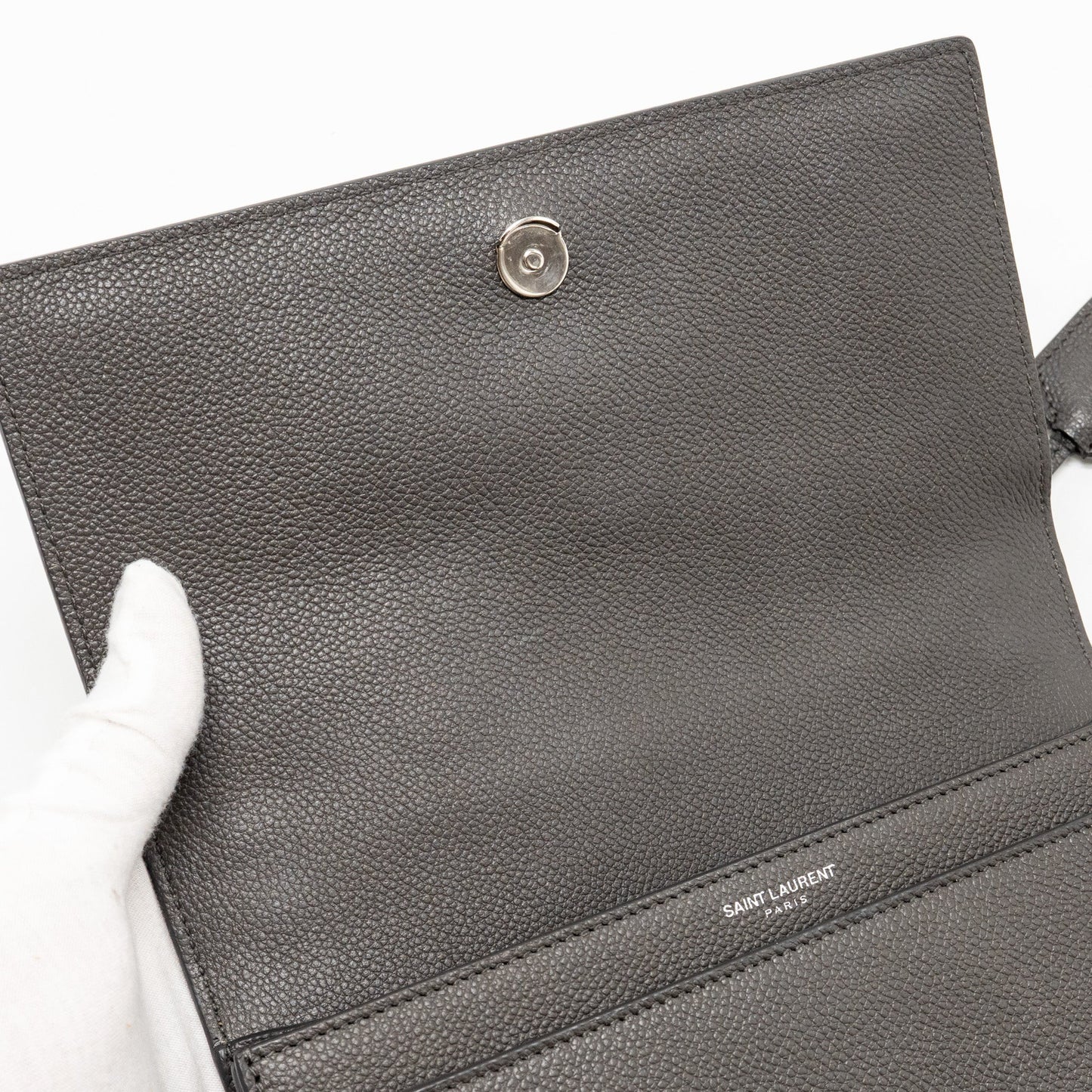 Saint Laurent/YSL Medium Sunset Bag Calfskin Grey SHW