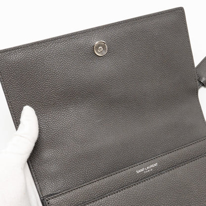 Saint Laurent/YSL Medium Sunset Bag Calfskin Grey SHW