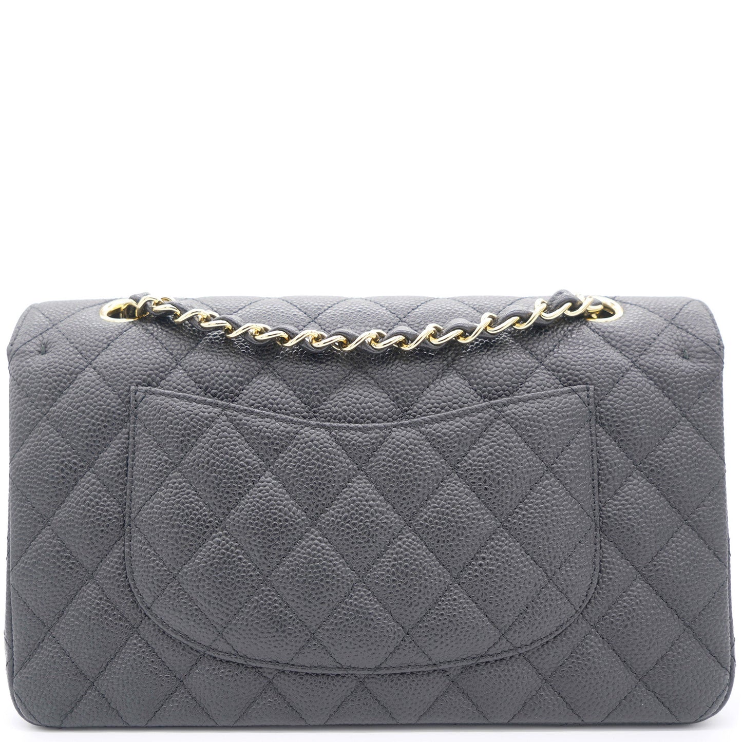 Black Quilted Caviar Leather Classic Double Flap Bag