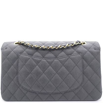Black Quilted Caviar Leather Classic Double Flap Bag