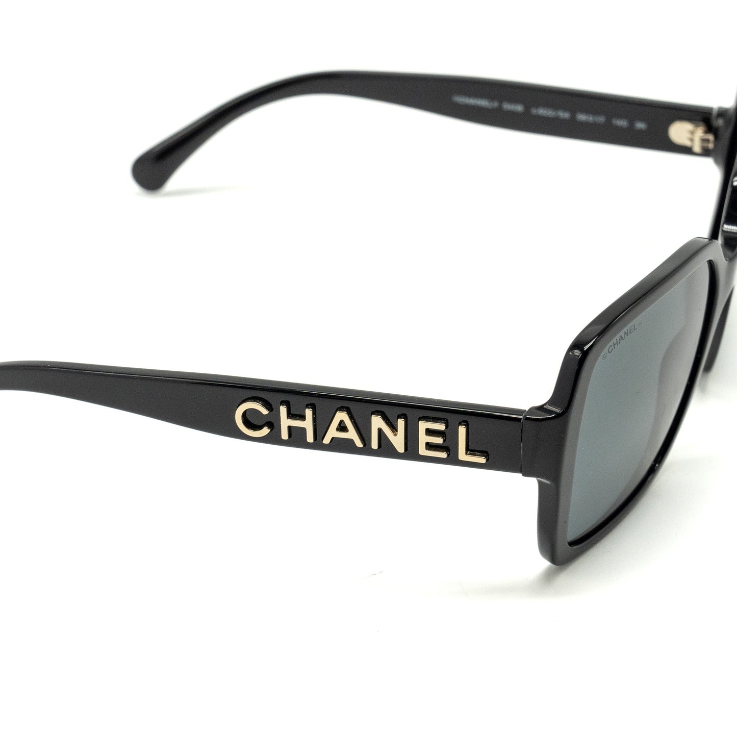 Chanel 5385 Letter Logo Square Sunglasses Black GHW