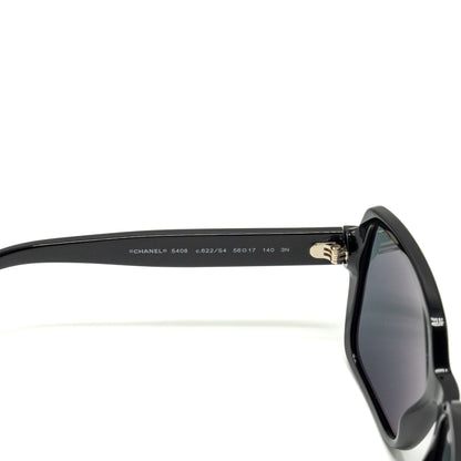 Chanel 5385 Letter Logo Square Sunglasses Black GHW