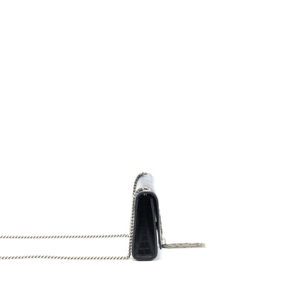 Saint Laurent Kate Tassel Croc Embossed Calfskin Black SHW