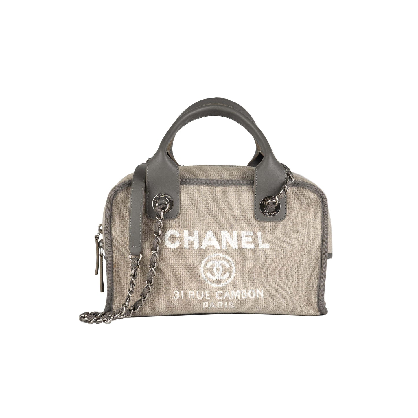 Chanel Deauville Bowling Bag Grey