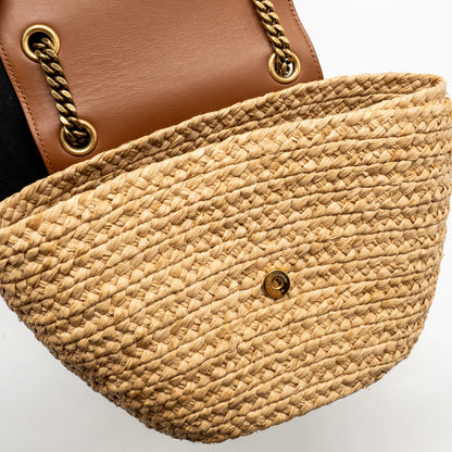 Saint Laurent Mini basket bag Raffia/Calfskin leather Brown GHW