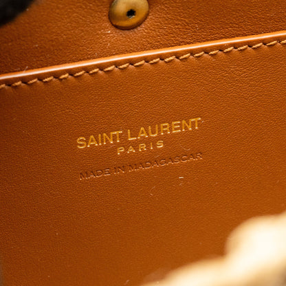 Saint Laurent Mini basket bag Raffia/Calfskin leather Brown GHW
