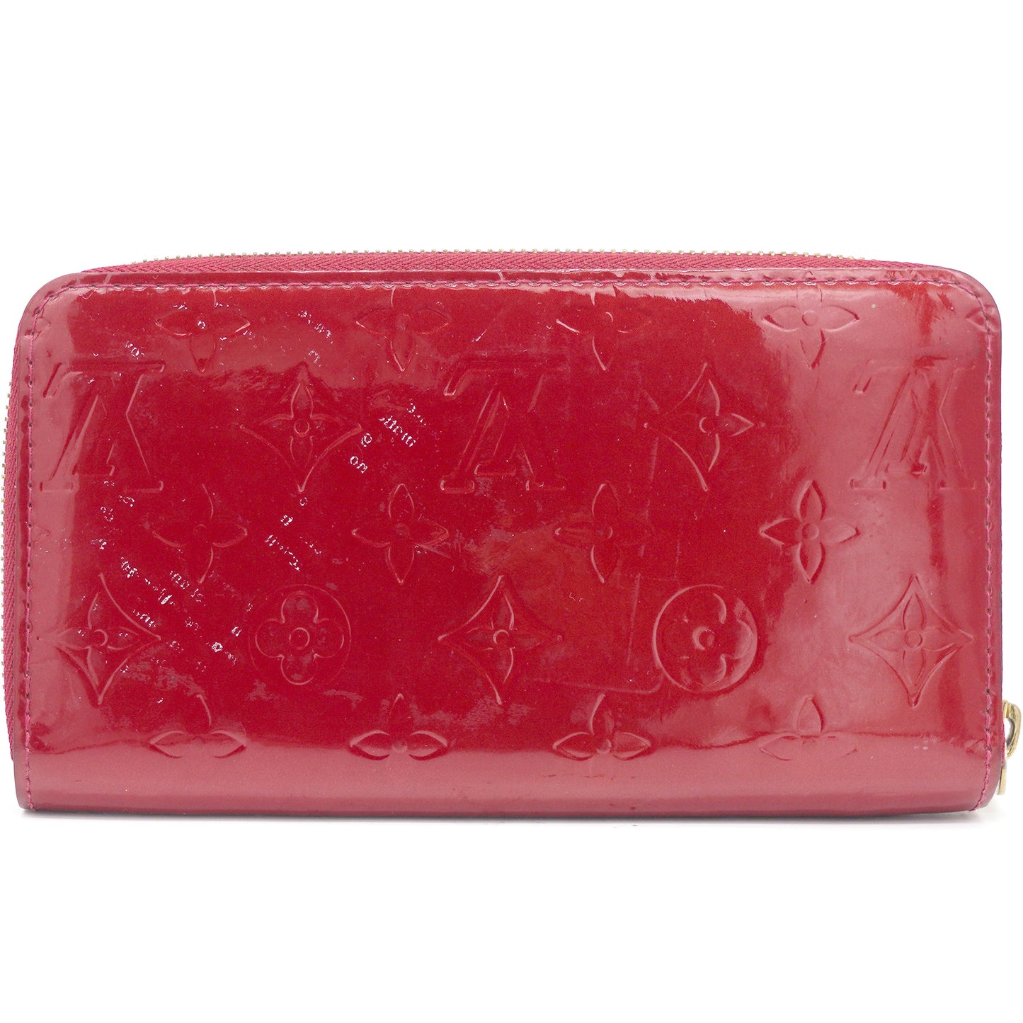 Louis-vuitton Red Monogram Vernis Leather Zippy Wallet