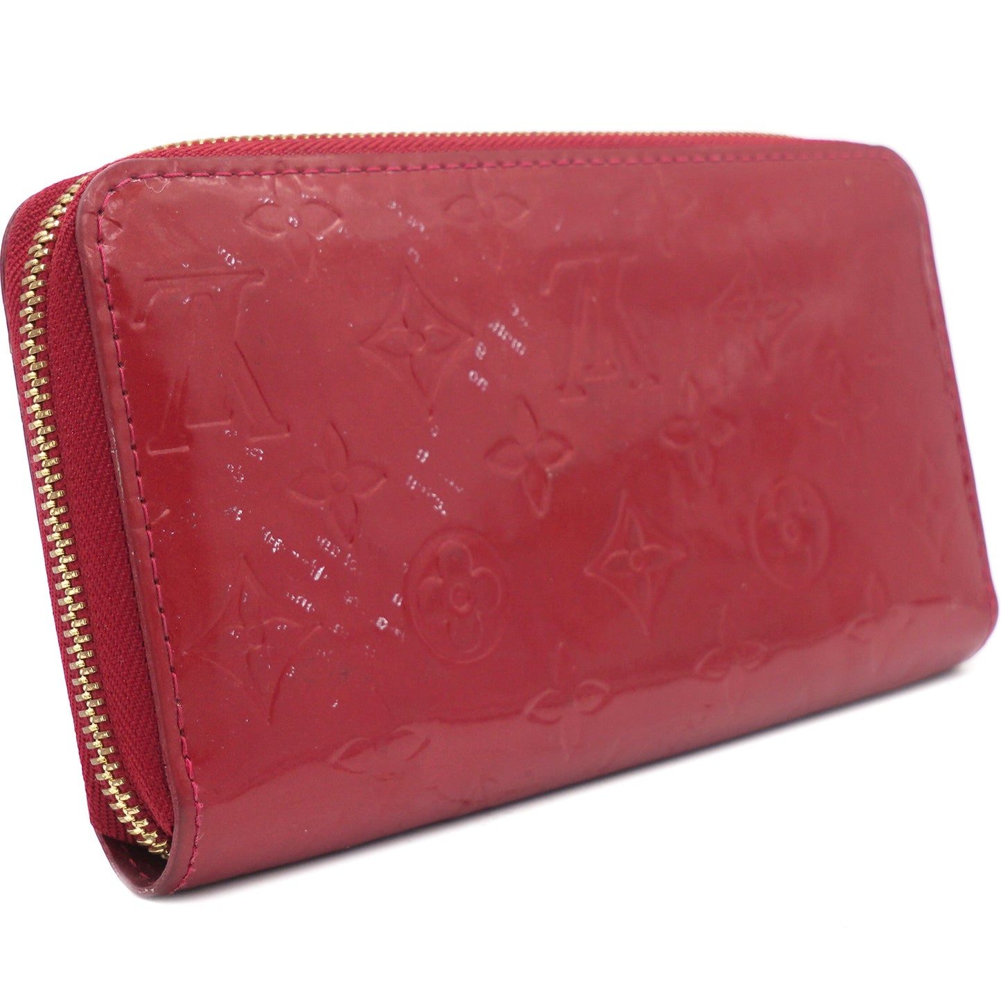 Louis-vuitton Red Monogram Vernis Leather Zippy Wallet