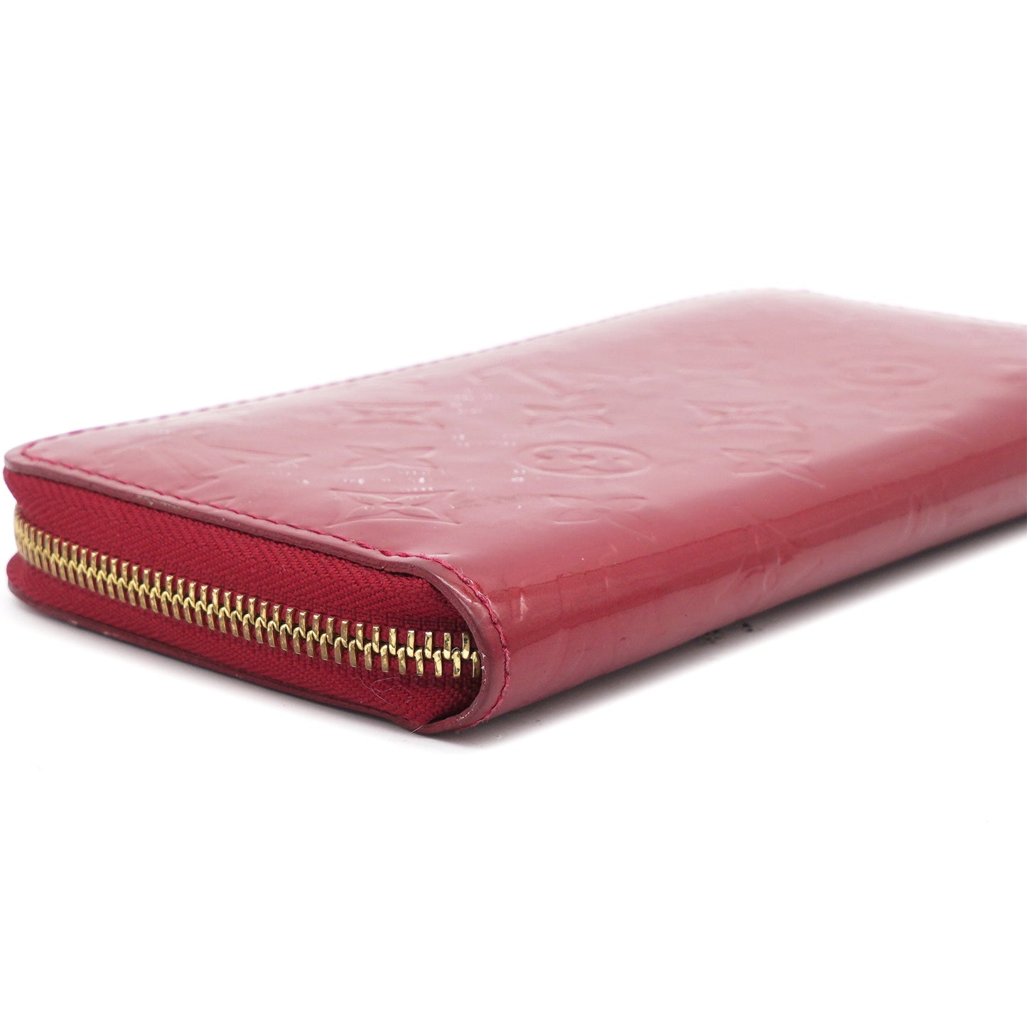 Louis-vuitton Red Monogram Vernis Leather Zippy Wallet