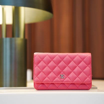 Chanel Matelasse Caviar Wallet On Chain WOC Pink