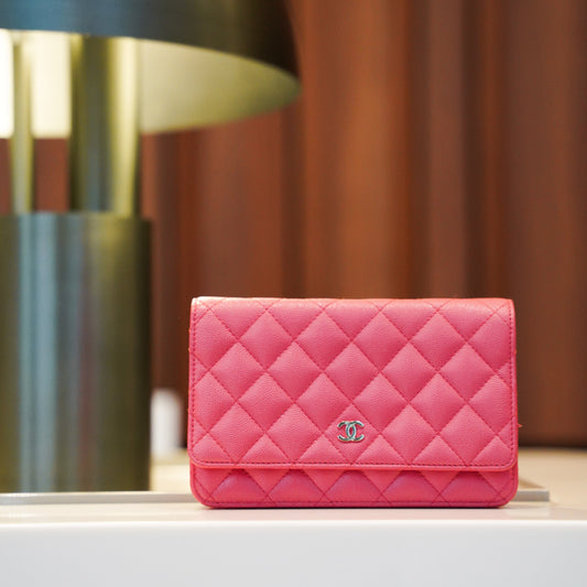 Chanel Matelasse Caviar Wallet On Chain WOC Pink
