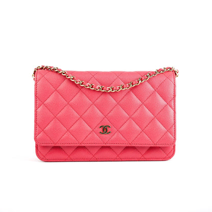Chanel Matelasse Caviar Wallet On Chain WOC Pink