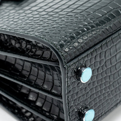 Saint Laurent/YSL Sac de Jour Nano Croc-embossed Calfskin Dark Green SHW
