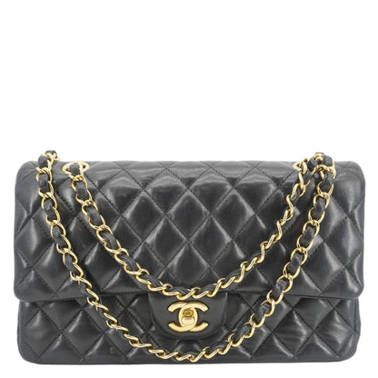 CHANEL Classic Double Flap Quilted Leather Crossbody Bag Black