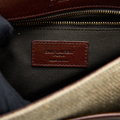Saint Laurent Medium Niki Bag Trimmed Linen Canvas Brown