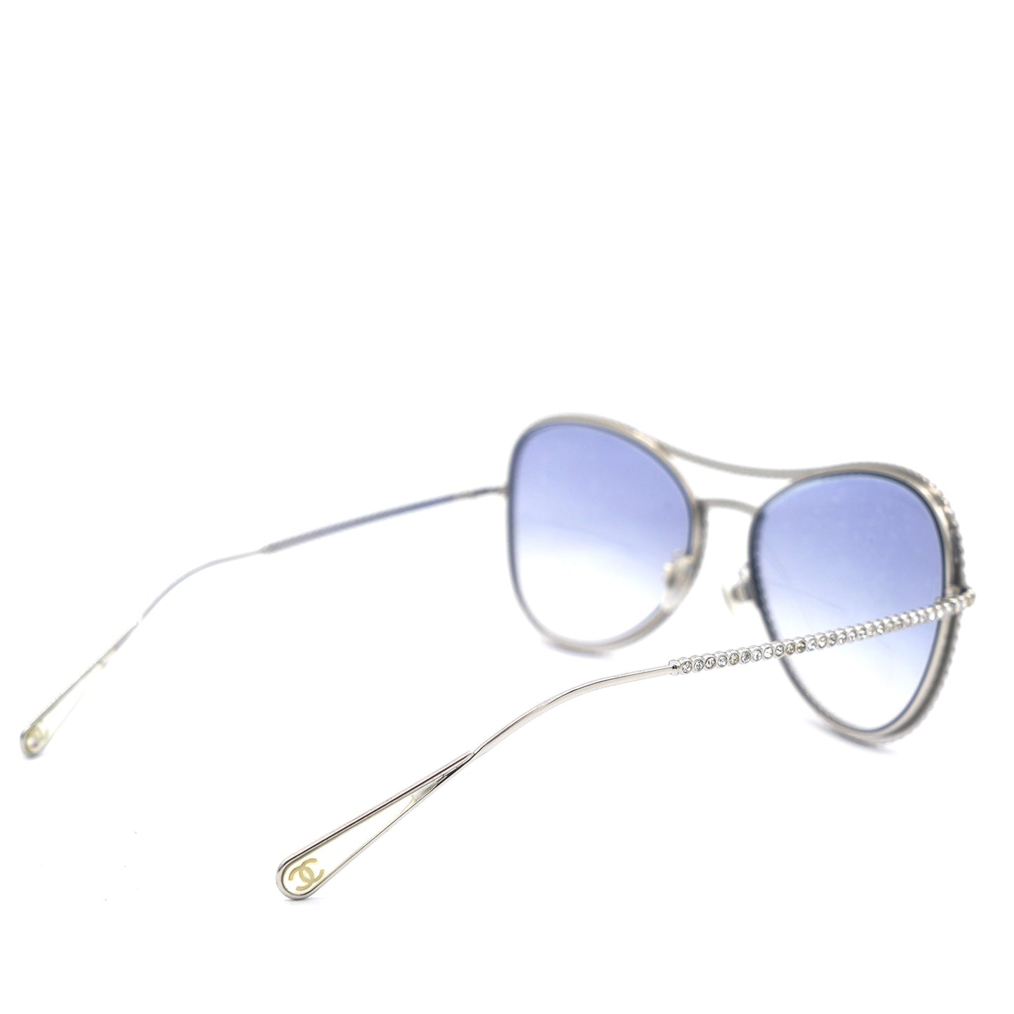 Crystal Aviator Sunglasses 71108 Silver