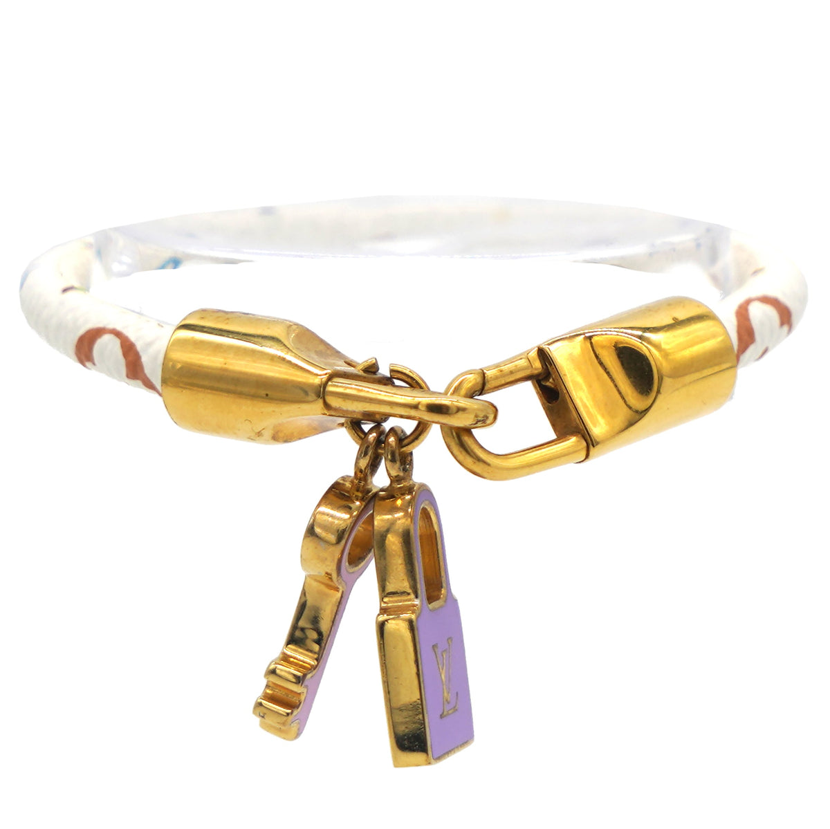 Louis-vuitton Luck It Multicolor Monogram Gold Tone Charm Bracelet