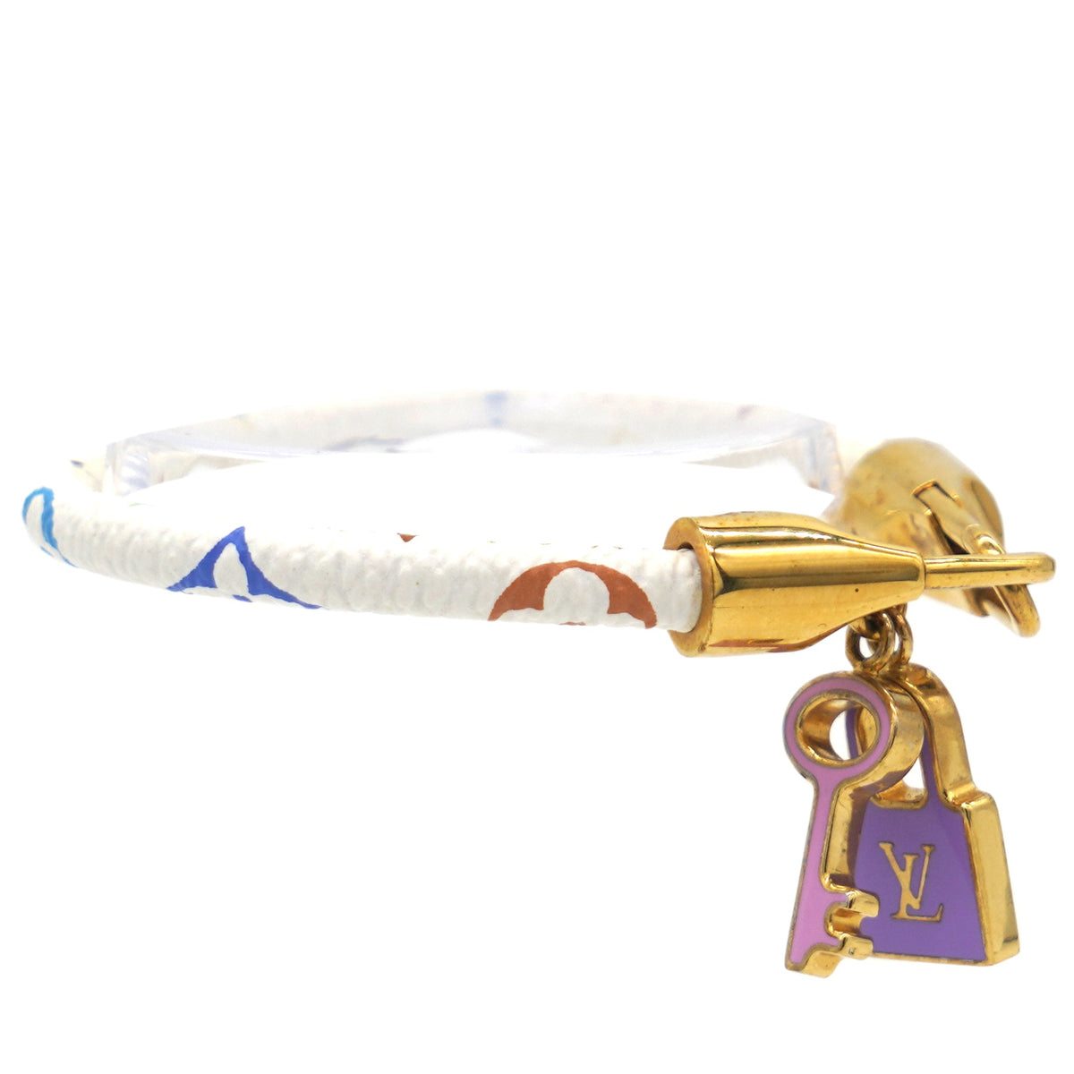 Louis-vuitton Luck It Multicolor Monogram Gold Tone Charm Bracelet