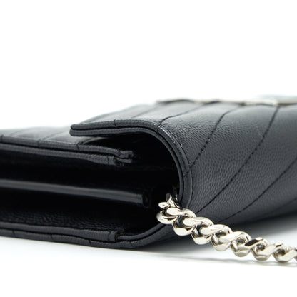 Saint Laurent/YSL Chain Wallet Crossbody Bag Grain Calfskin Black SHW