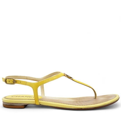 Yellow Patent Leather Dad Sandals Size 39