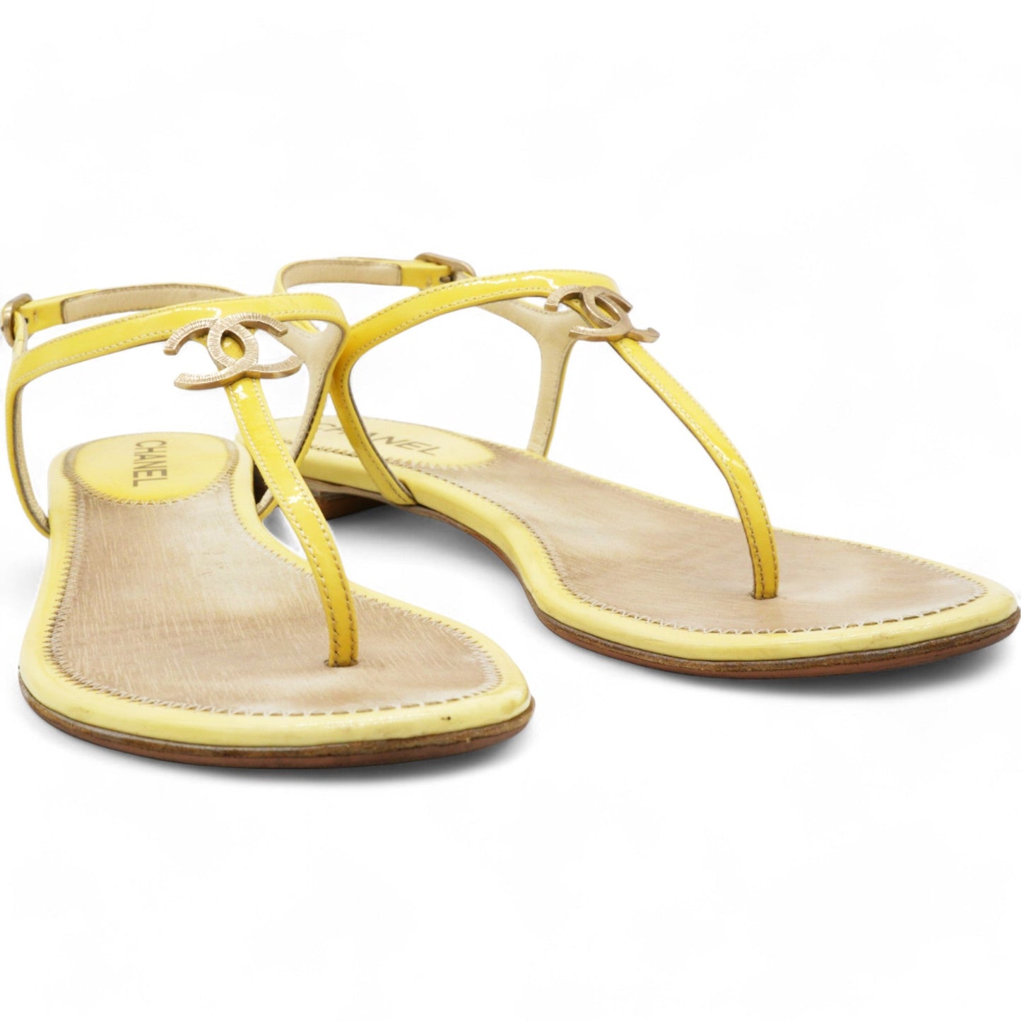 Yellow Patent Leather Dad Sandals Size 39