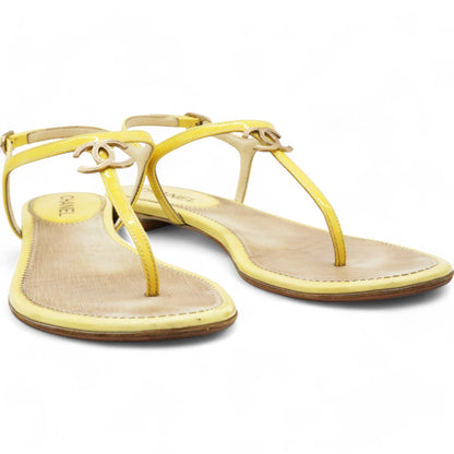 Yellow Patent Leather Dad Sandals Size 39