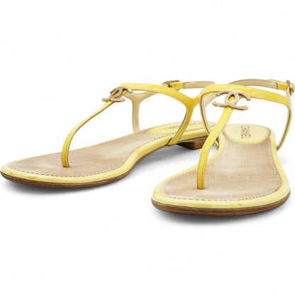 Yellow Patent Leather Dad Sandals Size 39