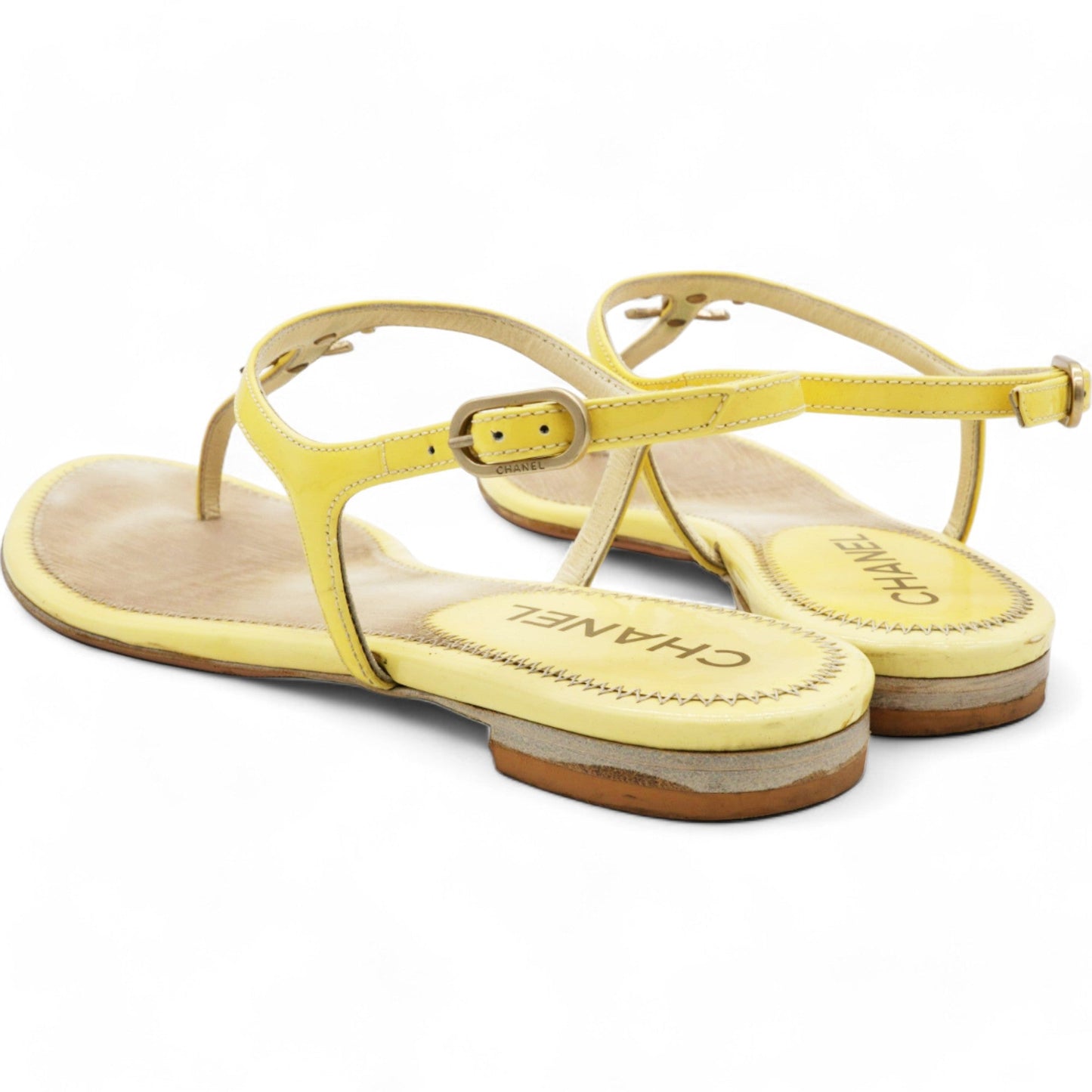 Yellow Patent Leather Dad Sandals Size 39