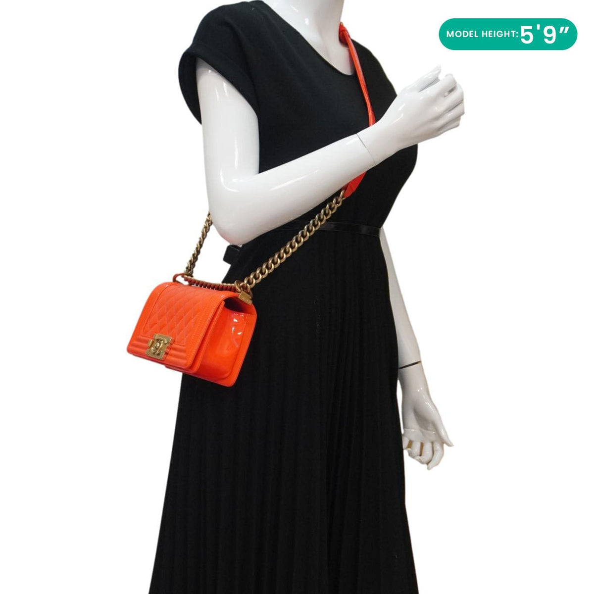 Chanel Boy Flap Small Quilted Patent Leather Shoulder Bag Orange