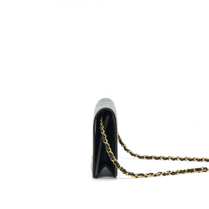 Chanel Vintage Lambskin Flap Bag with Chain Black 24K GHW