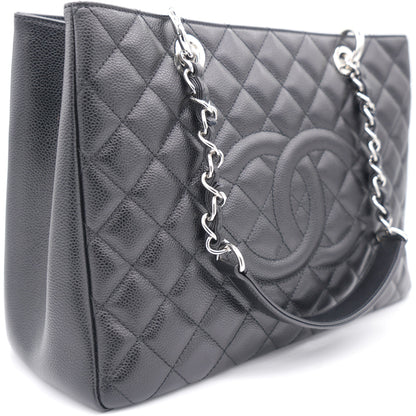 Black Quilted Caviar Leather Grand GST Shopper Tote Bag
