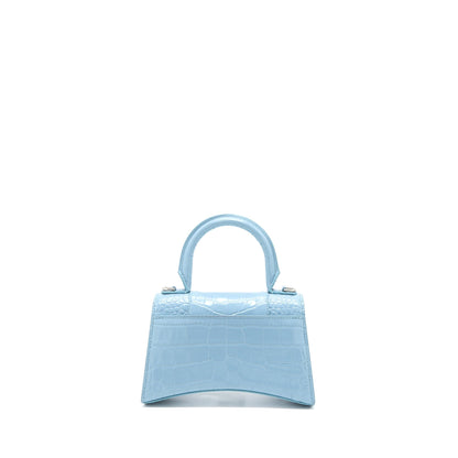 Balenciaga Hourglass XS Cro-Embossed Calfskin Light Blue SHW