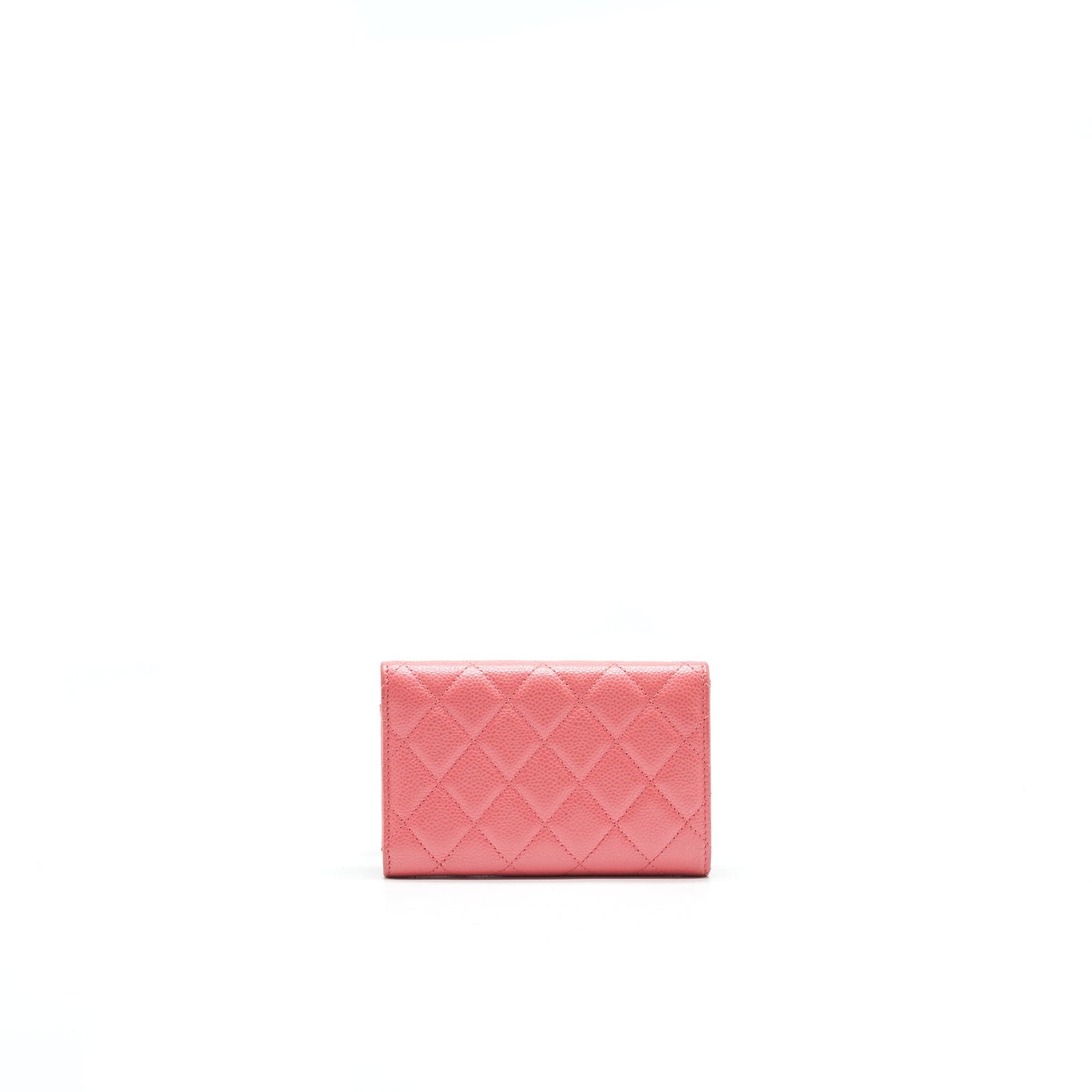 CHANEL CAVIAR FLAP WALLET ROSE PINK WITH GOLD CC LOGO