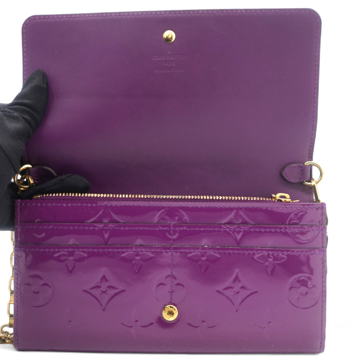 Louis-vuitton Auth Monogram Vernis Portefeuille Sarah Chain Bag