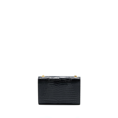 Saint Laurent Kate Bag Croc Embossed Calfskin Black GHW