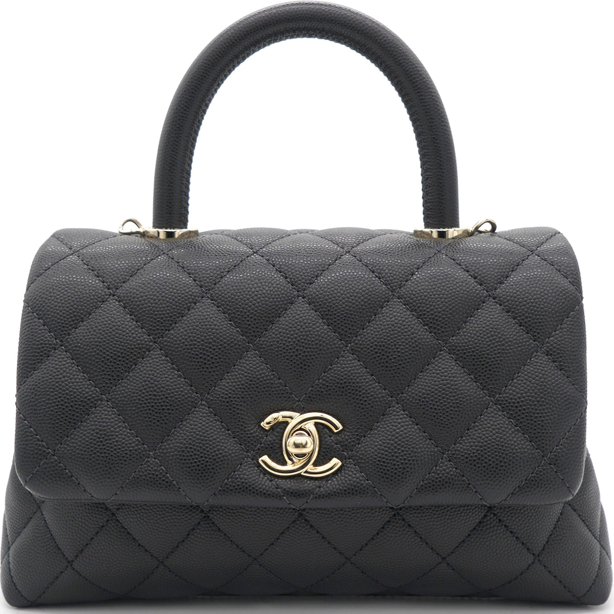 Quilted Mini Coco Handle Flap Black