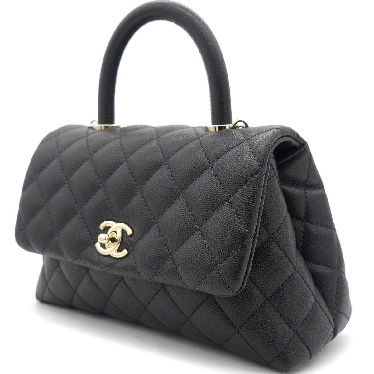 Quilted Mini Coco Handle Flap Black