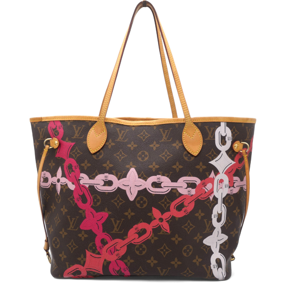 Louis-vuitton Sac Neverfull MM Edition Flower Chain en toile monogram marron