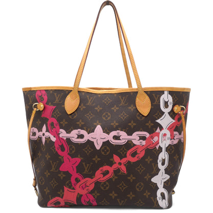 Louis-vuitton Sac Neverfull MM Edition Flower Chain en toile monogram marron