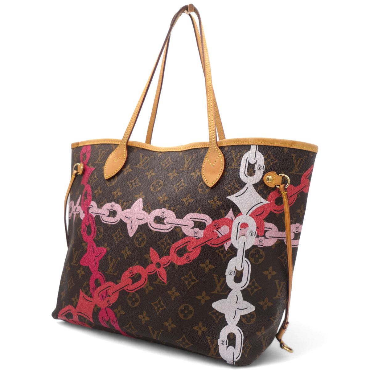 Louis-vuitton Sac Neverfull MM Edition Flower Chain en toile monogram marron